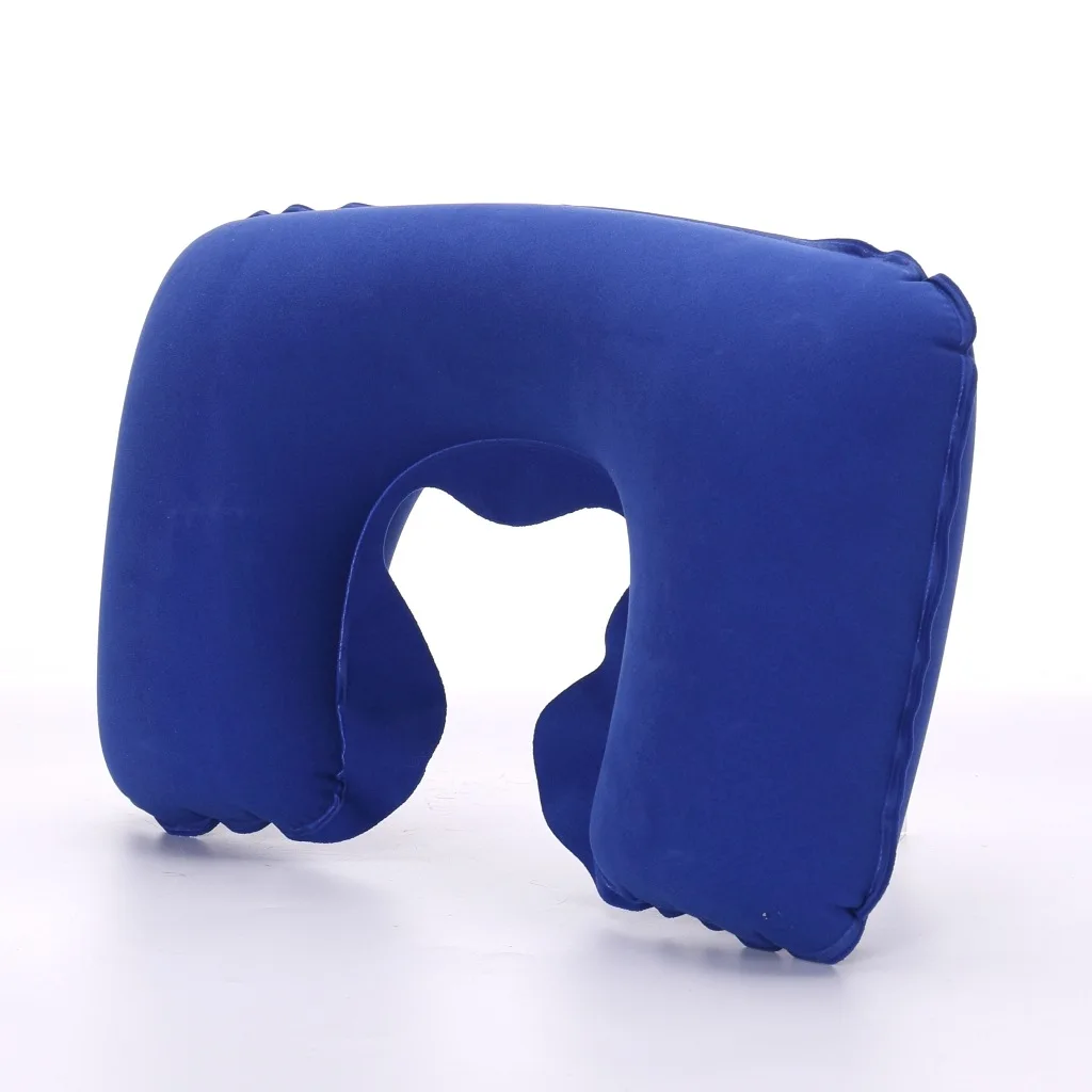 1/3/4Pcs Travel Pillow Car Air Flight Office Inflatable Neck Pillow Short Plush Cover PVC Support Headrest Soft Nursing Cushion: MULTI