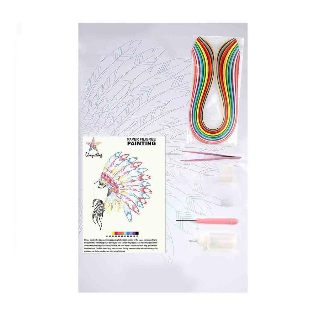 3D Indian dziewczyna Quilling papieru filigranowe obrazy dekoracje ścienne DIY Quilling papieru rzemiosło papierowe prezenty DIY Quilling papieru zestawy narzędzi 20in: Standard