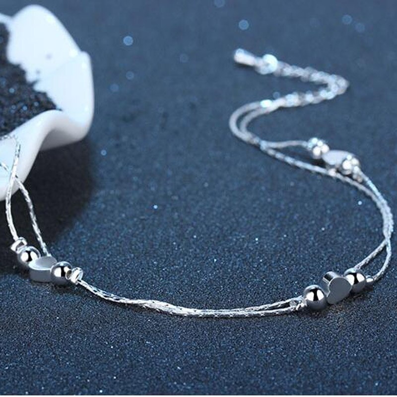 Enkelbanden Chain 925 Sterling Zilveren Hart Vorm Hanger Enkelbanden Armband Voor Vrouwen Voet Sieraden Enkelbandje Op Voet