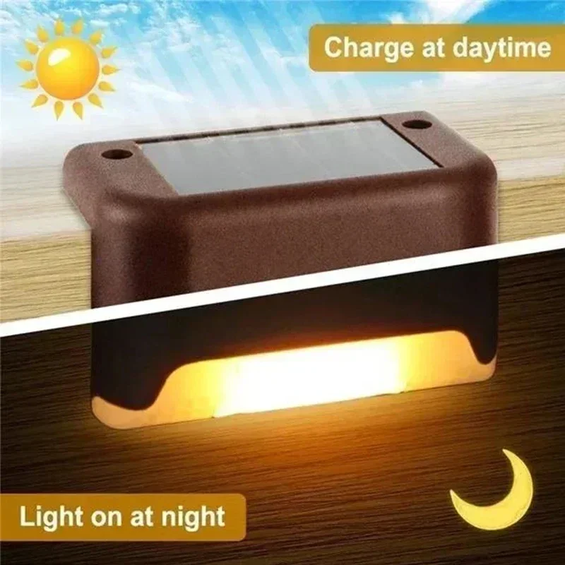 Warmweiße LED-Solar-Stufenlampe, Weg, Treppe, Gartenleuchten im Freien, wasserdichte Balkonleuchte, Dekoration für Terrasse, Treppen, Zaunleuchte