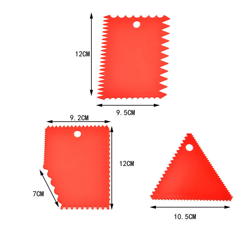 Pastry Dough Cutter Cake Bread Slicer Baking Tools For Cakes Scraper Cake Blade Silicone Spatula For Cake Patisserie 3PCs/Set: style 2 red