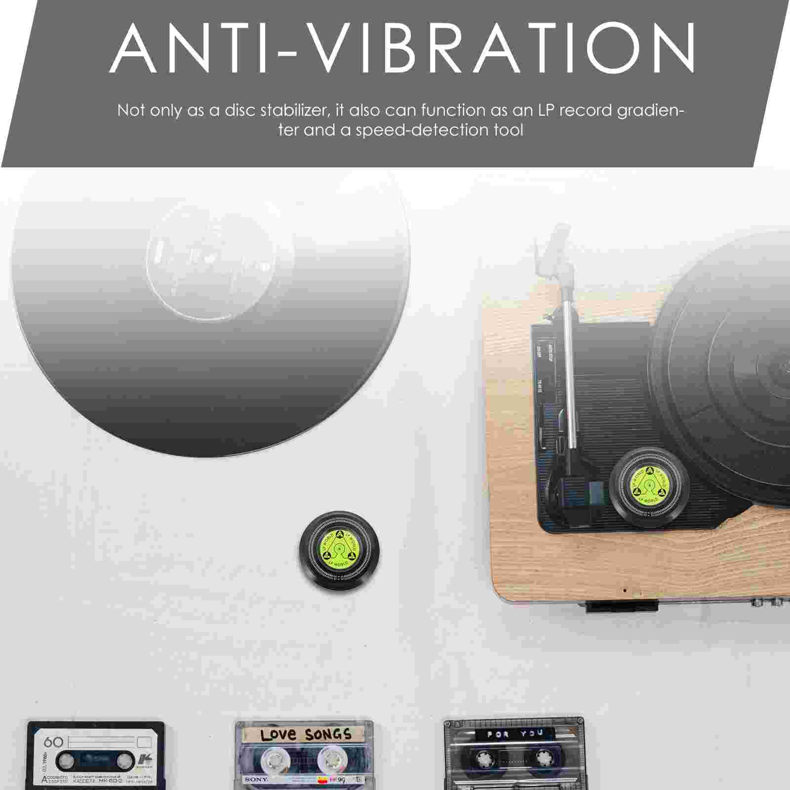 Gewichtsstabilisator für schallplattenspieler, vibrationsdämpfer, lp-schallplatten-geschwindigkeitserkennungswerkzeug, schwarz