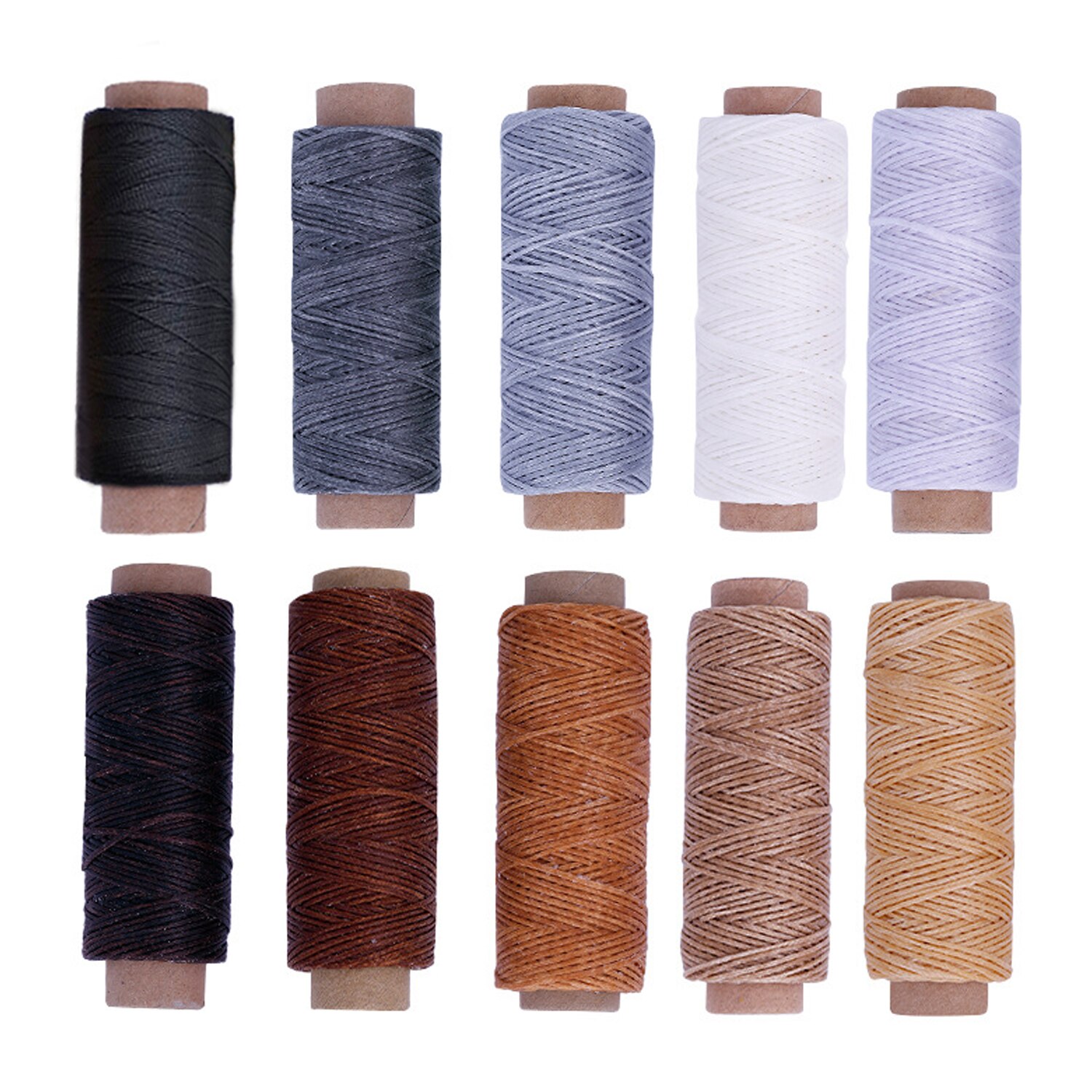 10 ruller 50m/164.04ft assorterede farver 150d diy sy håndværk syet voksrød ledning til bagage tegnebog tæppe sadelcoat læder: C