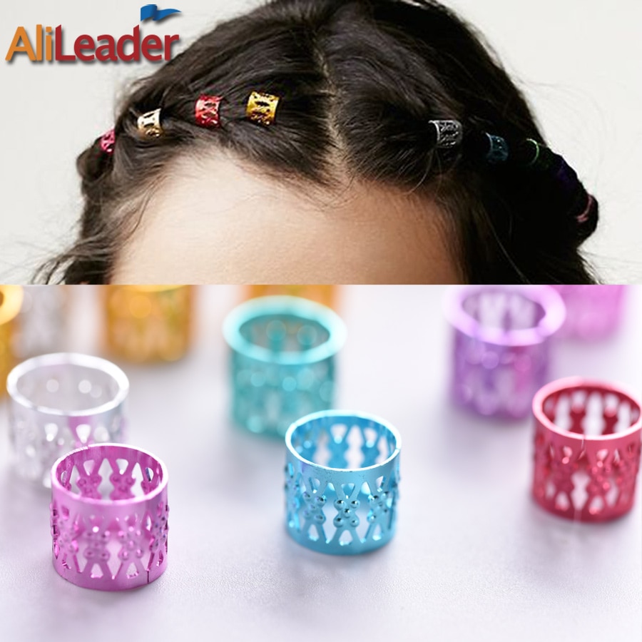 Alileader-perles tubulaires de tresses, anneaux argent doré, bague, bijoux bague, redoute, perles de tresse ajustable, pour cheveux creux