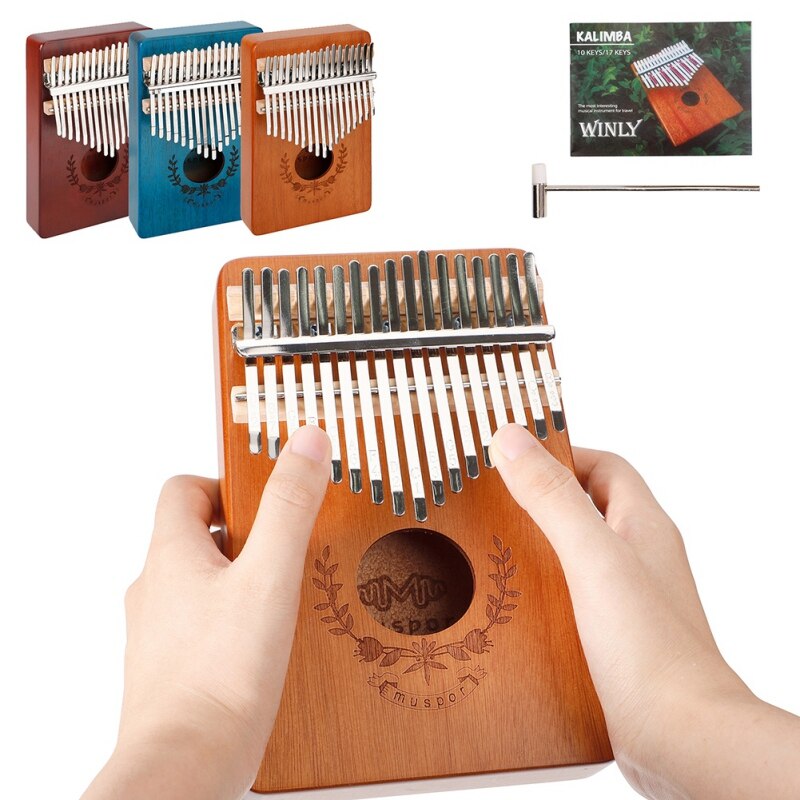 17 nyckel tumme piano mahogny musikinstrument mbira hammar klistermärke kit barn nybörjare bärbart finger piano