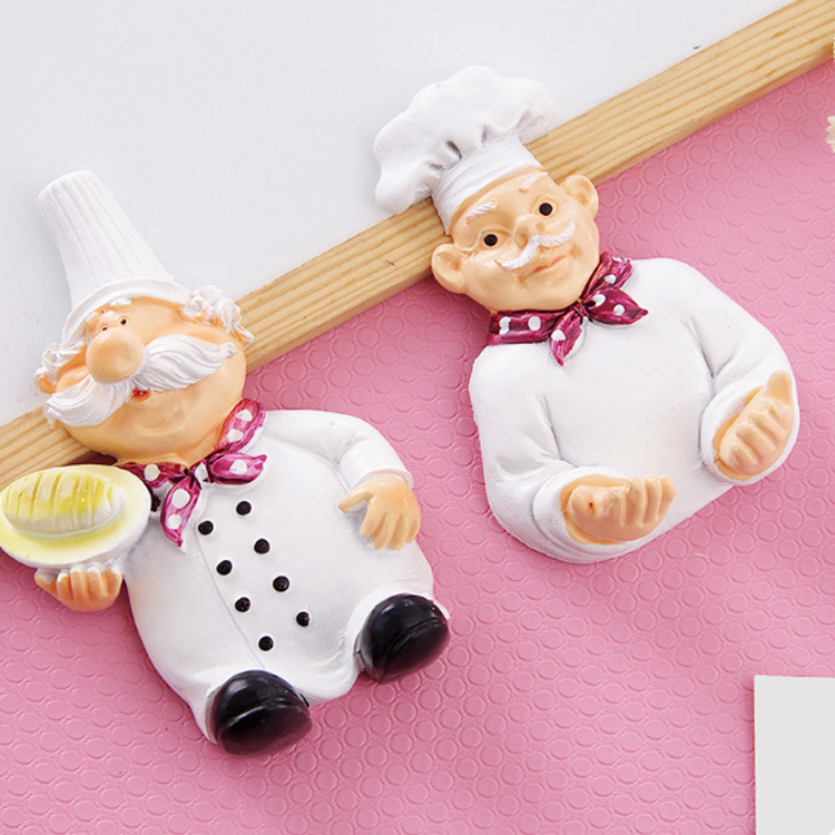 1pcs Chef Cartoon Resin Socket Power Cord Socket Storage Hook Rack Multifunctional Stick Hook Plug Hook Rack