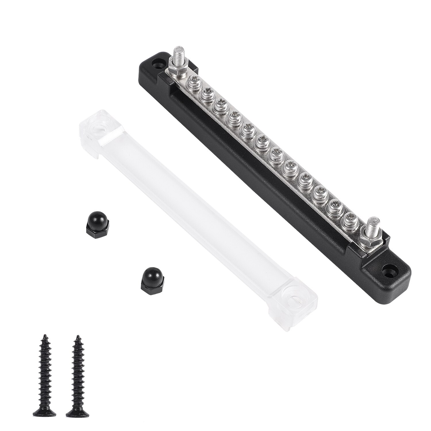 12 Terminal 130A/150A BusBar Block&Cover for Car Boat Marine Power Distribution Terminal Block M4/12 Screwsa+M6/2 Studs