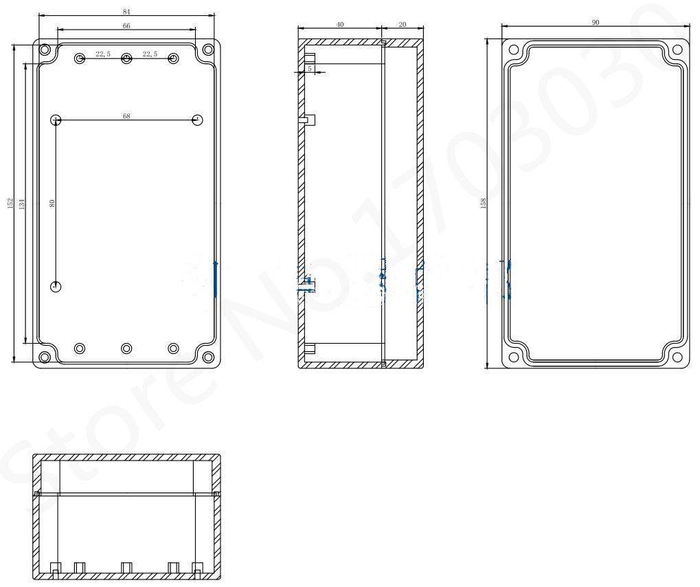 Rectangular Dustproof Waterproof IP65 Plastic DIY Junction Box Electrical Project Box Outdoor Junction Box Housing