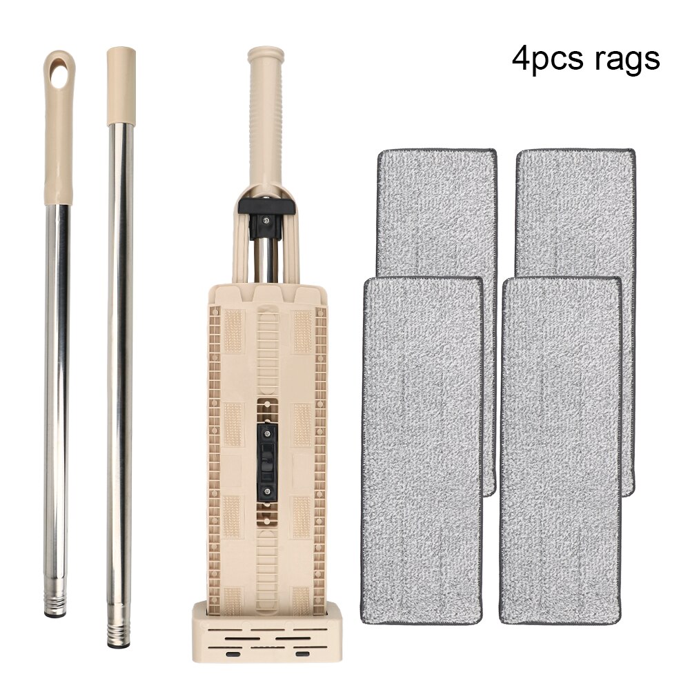 Self-Wringing Flat Mop Lazy Home Cleaner Automatic Spin Free Hand Washing Magic Mop 360 Rotating: 1 mop 4 cloth
