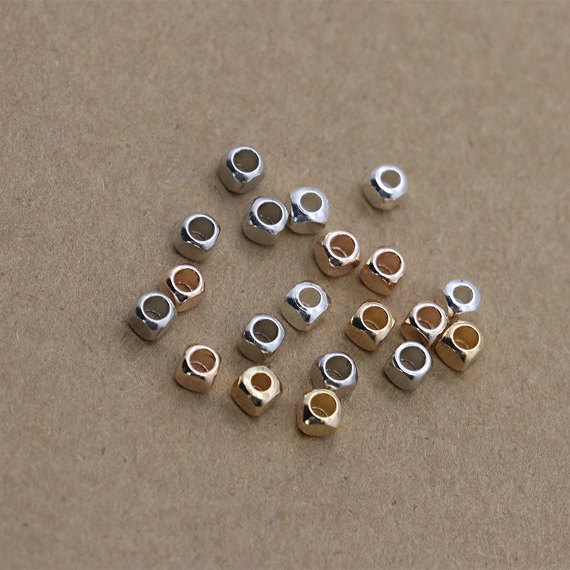 Mibrow 100pcs/lot 3*3mm/4*4mm Brass Square Copper Loose Spacer Beads Fit Bracelet Necklace for DIY Jewelry Making Findings