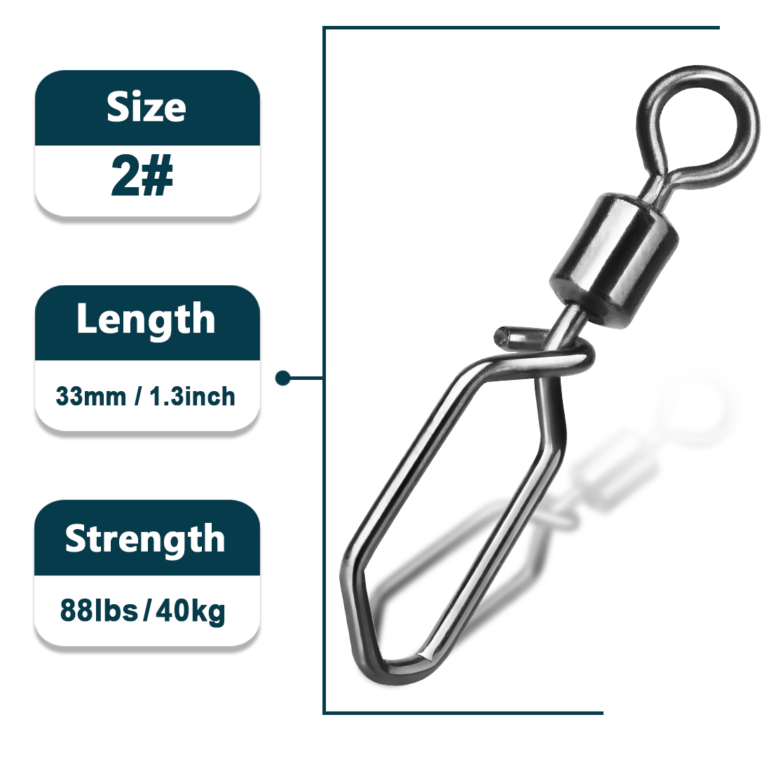 Broche giratorio de pesca, 15 ~ 60 uds., gancho de acero inoxidable, barril rodante de pesca, conector de señuelo de pesca giratorio, broche de enclavamiento: 12 / Gris claro