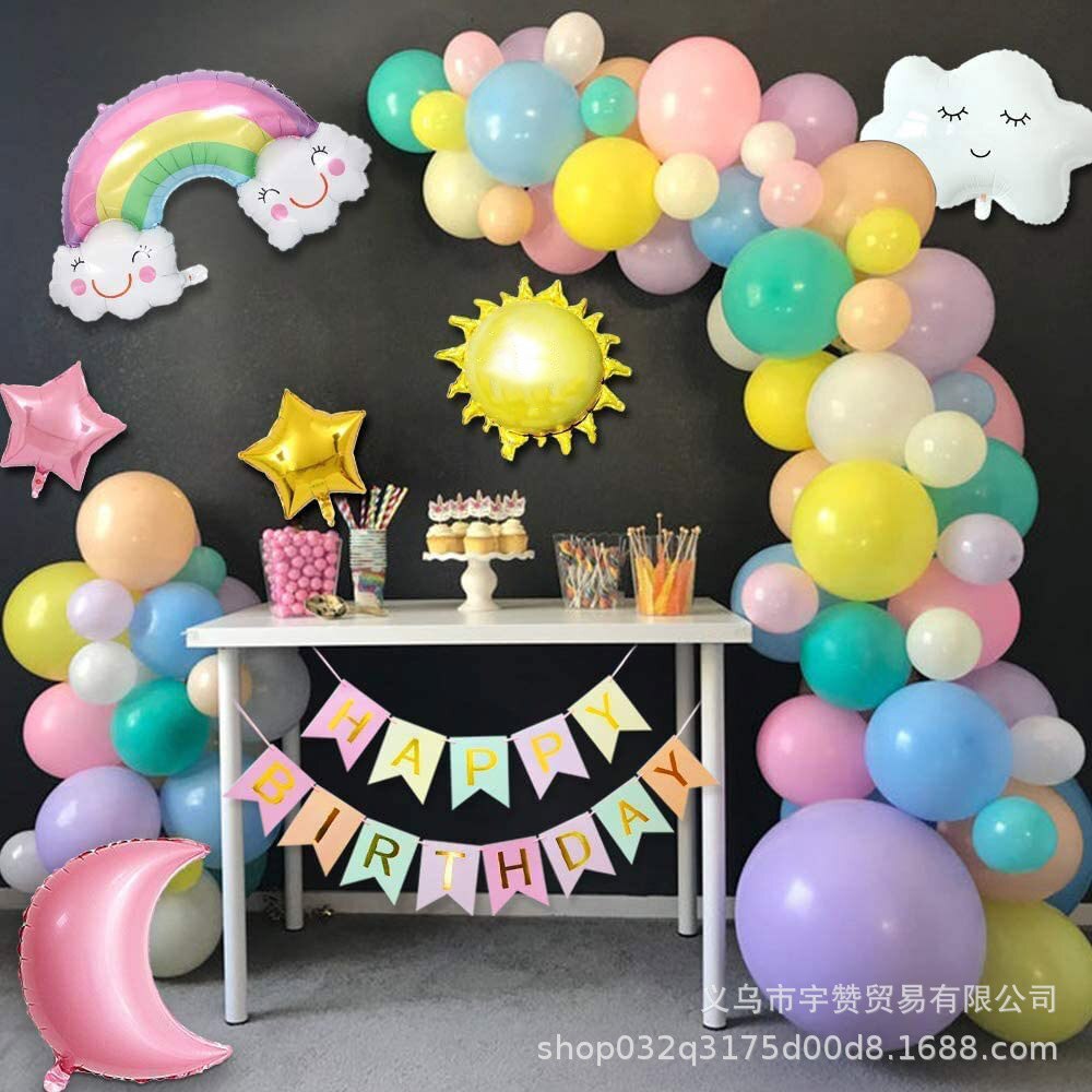 1 set Moon Sun Rainbow Clouds Balloons Arch Garland Macaron Balloon Chain for Baby Shower Girls Birthday Party Decor Supplies