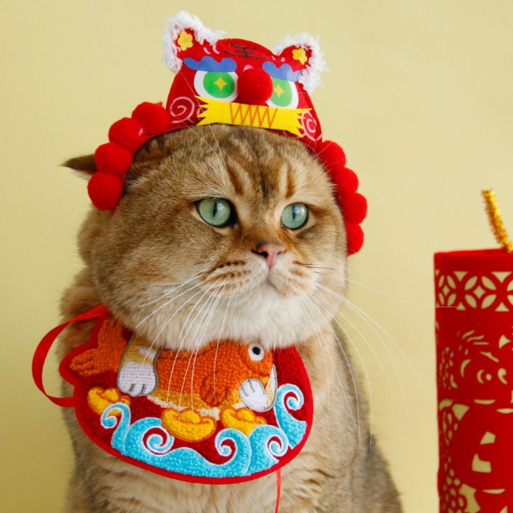 Accessoires voor huisdierenverzorging Leuke kattenhanddoek Borduurslab Cartoon Stijlvolle watersjaal voor huisdieren Verstelbare comfortabele huisdierhalsband Kitten