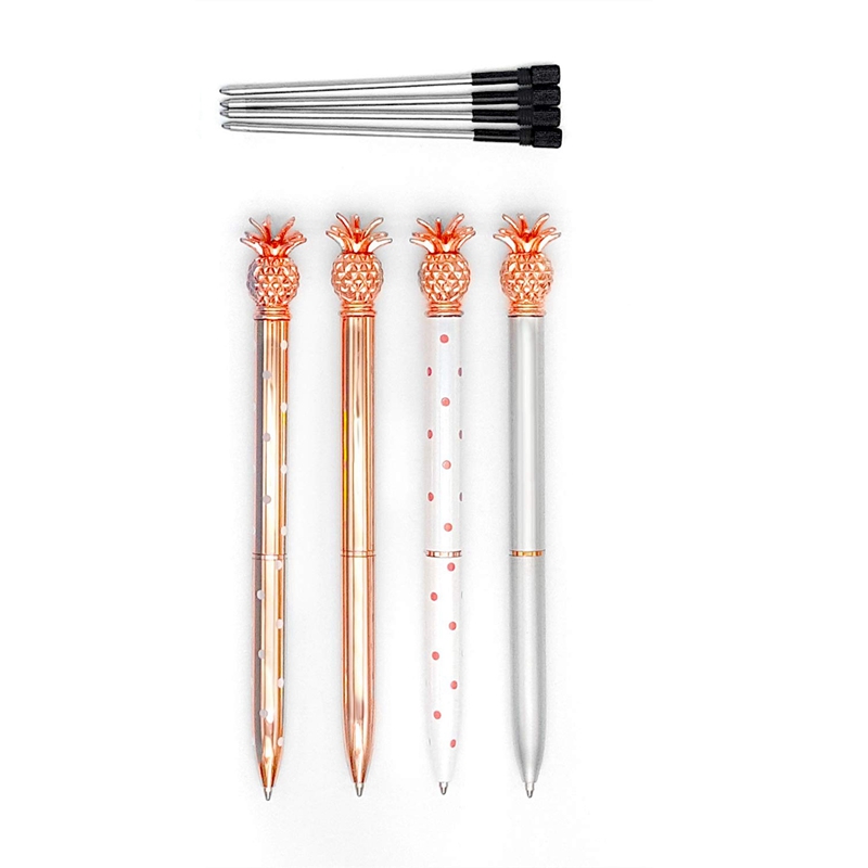 Nuevos bolígrafos de piña, bolígrafos bonitos, bolígrafo de Metal dorado rosa, blanco, suministros de oficina de plata y Accesorios de escritorio escolar, Fantasía