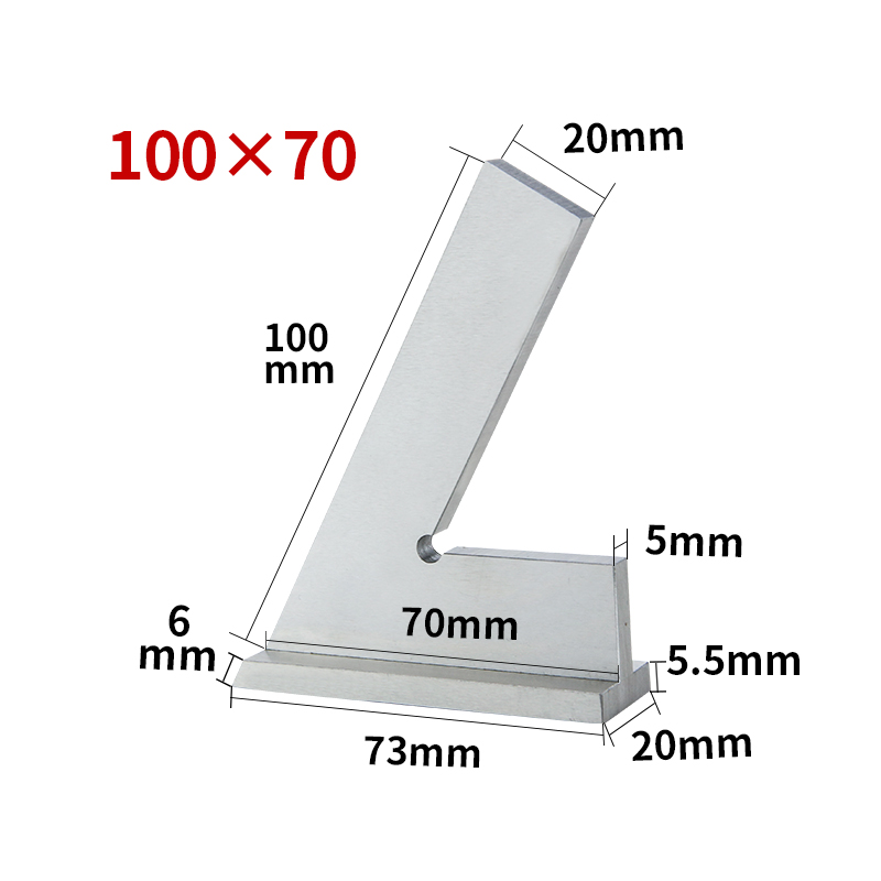 60 Graden Hoek Platte Rand Vierkante Hoek Heerser Metalen Vierkante Heerser Rand Staal Meten Tool Carpenter Vierkante Markering Heerser Gereedschappen: 100x70 With Base 60