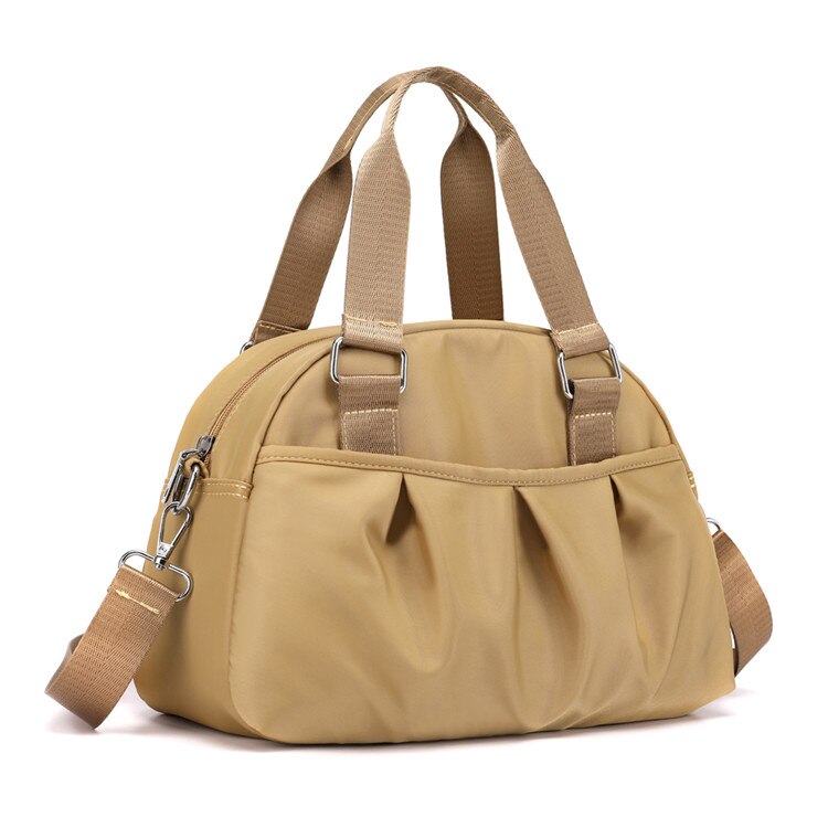 Skuldervesker til kvinner rynker crossbody-vesker kvinnelige håndvesker nylon damer budbringer bag tote veske: kaki