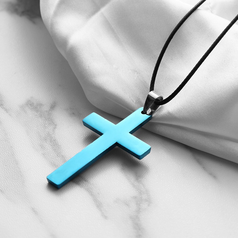 Collar con colgante de Cruz para hombre, cadena de eslabones de acero inoxidable, estilo Punk, 1 unidad,