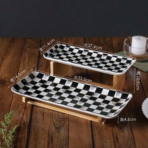 Ceramic Plate White with Stand Afternoon Tea Snack Cake Plate Restaurant Hotel Service Tray Kitchen Storage Supplies Plate Set: E