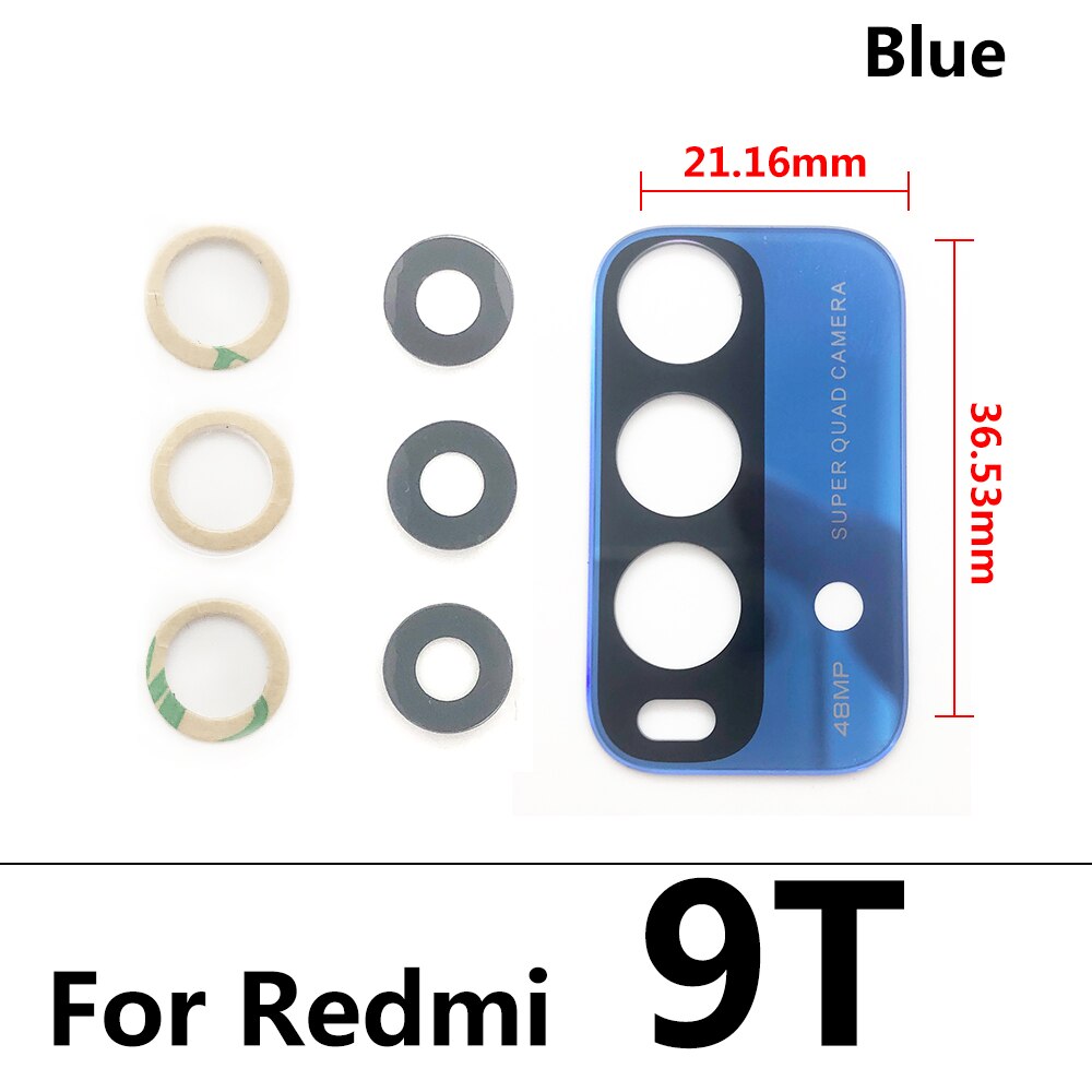 Xiaomi redmi 9t用の接着剤ステッカー付きリアカメラガラスレンズ: Redmi 9T Blue