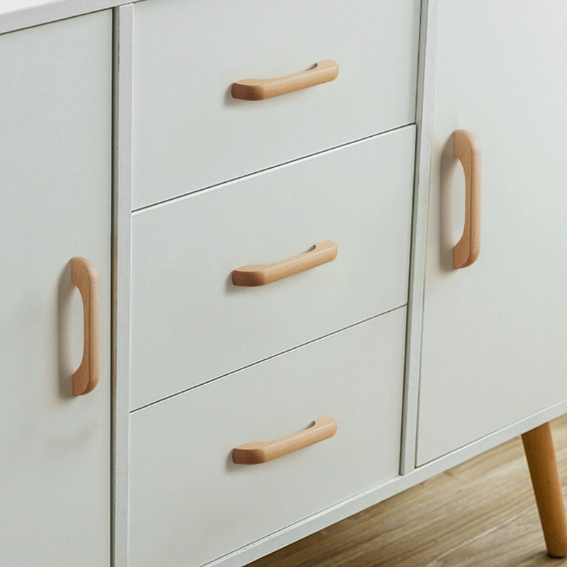 Natural Kitchen Furniture Wooden Handle Solid Wood Handles for Cabinets and Drawers Closet Dresser Wardrobe Pulls Wooden Handles