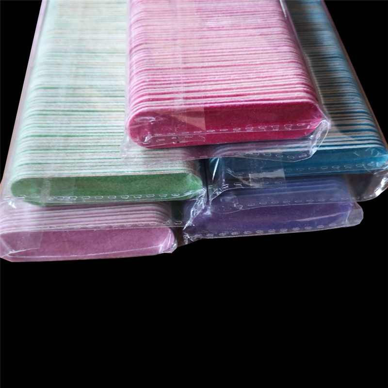 Limas de madera desechables para manicura, papel de lija, pulido, Mini lima de uñas, 100 Uds.