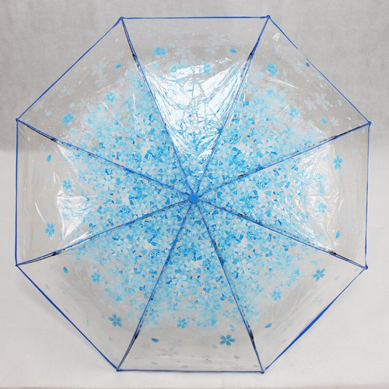 1pc three Fold Umbrella Women Transparent Clear Cherry Blossom Mushroom Apollo Sakura folding Sunshade Rain Umbrella