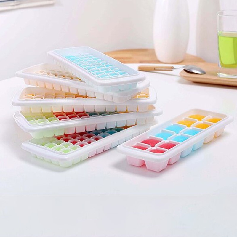 Grids Ice Cube Tray Plastic Ice Cube Maker Sphere Mold for Cocktail Juice Whiskey Ice Cube TrayWith Lid Kitchen Tool