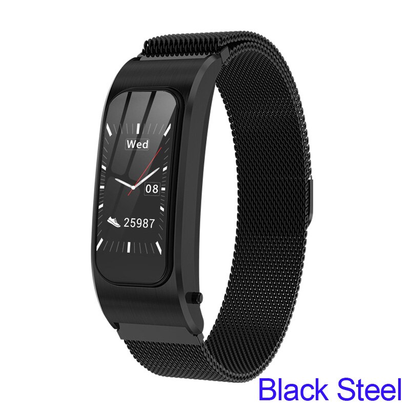 Smart Watch R21 Bluetooth Phone Call Answer Bracelet Heart Rate Blood Pressure Fitness Tracker Color Men Women Sports Alarm Band: BLACK STEEL