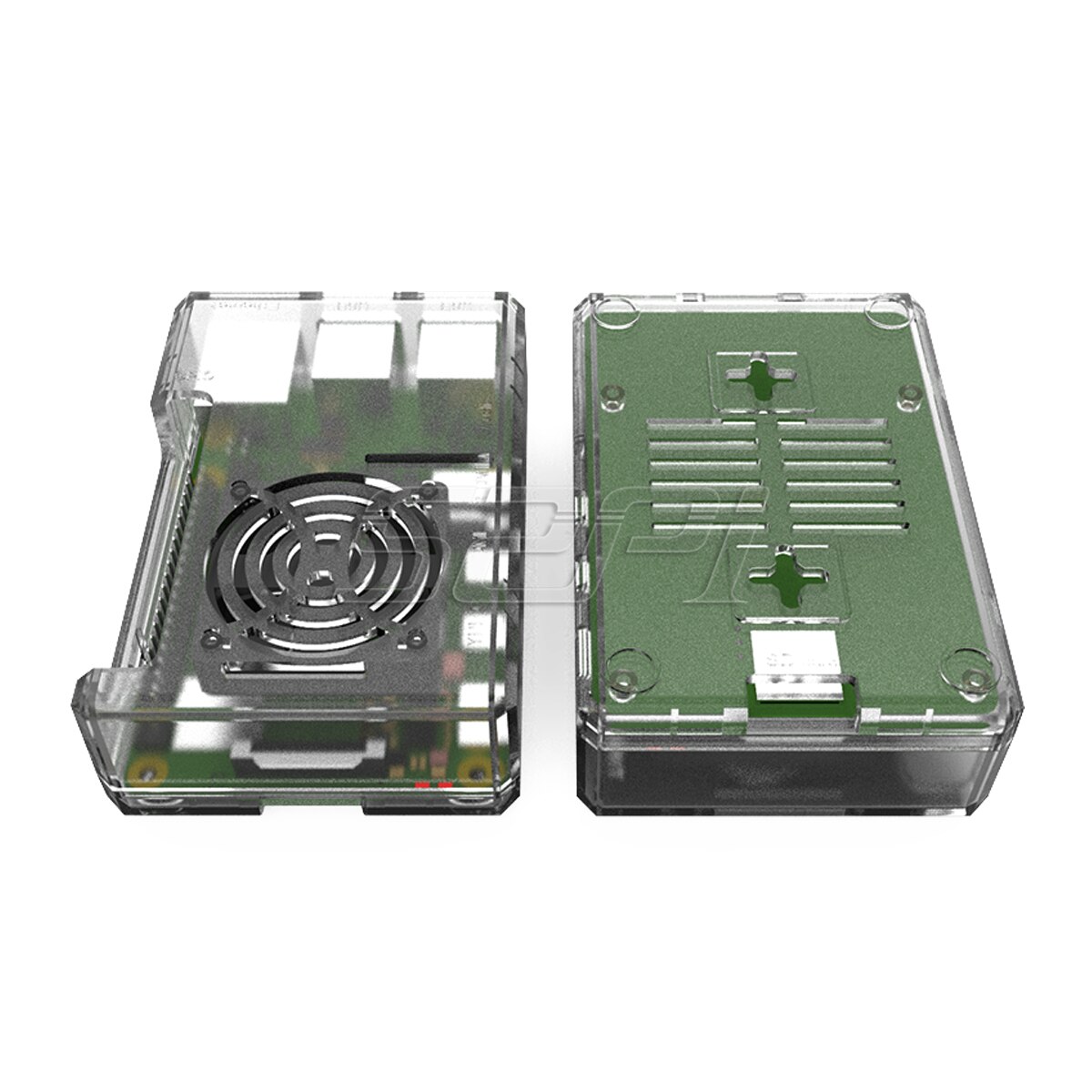 52Pi ABS Black / Transparent Clear Case Enclosure Shell Cover for Raspberry Pi 4 with Cooling Fan Heatsinks for Raspberry Pi 4B