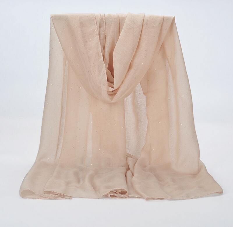 1 Pcs Plain Hijaabs Voor Vrouwen Viscose Solid Shawl Glitter Gouden Sjaal Moslim Hoofd Wrap Elegante Sjaals 20 Kleuren Plus size: beige