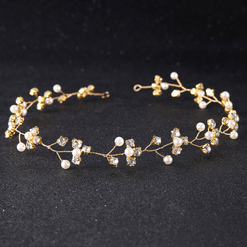 Kranz Für Hochzeit Haar Zubehör Frauen Braut Schmuck Kristall Braut Dekoration Mädchen Weibliche Hairband Ornamente: Gold Farbe