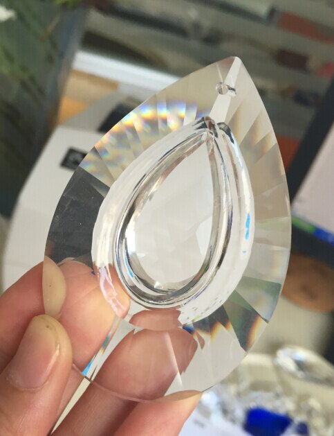 2 stks/partij 76mm crystal clear glas kroonluchter onderdelen suncatcher prism hanger kroonluchter onderdelen
