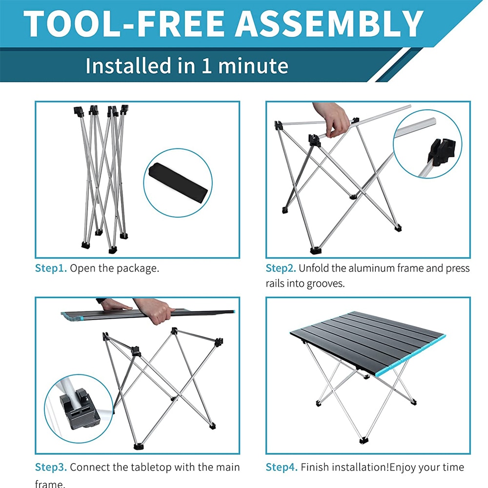 Portable Foldable Table Outdoor Camping Aluminum Table BBQ Picnic Hiking Desk Travel Fishing Folding Desk With Storage Bag