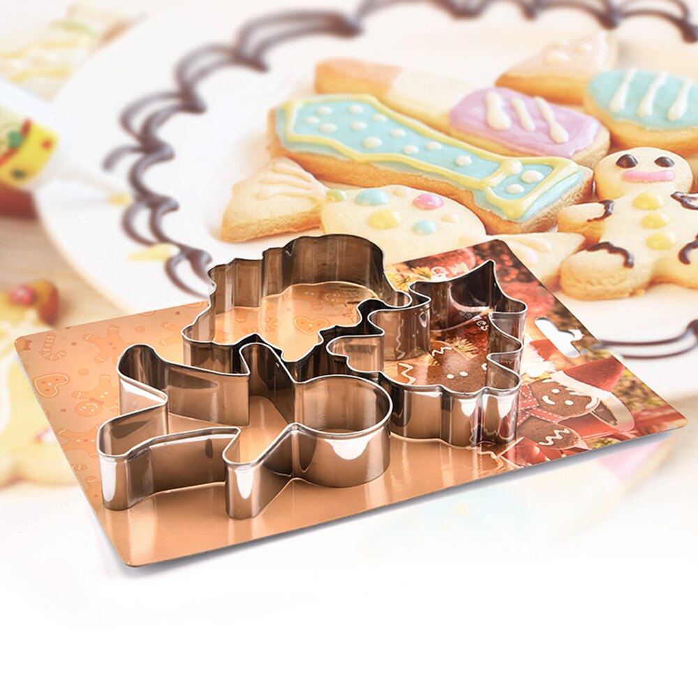 3pcs/set Christmas Cookie Cutter Tools Stainless Steel Gingerbread Men Shaped Biscuit Mold Kitchen Cake Decorating Tools