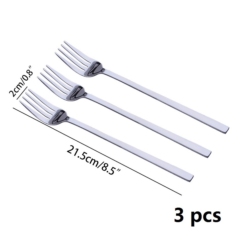 3 stk rustfrit stål middagsgaffel langt håndtag bordgafler sæt koreansk bestik fire fingre salat dessert frugtgafler køkken 8.5 & #39 ;& #39 ;: Default Title