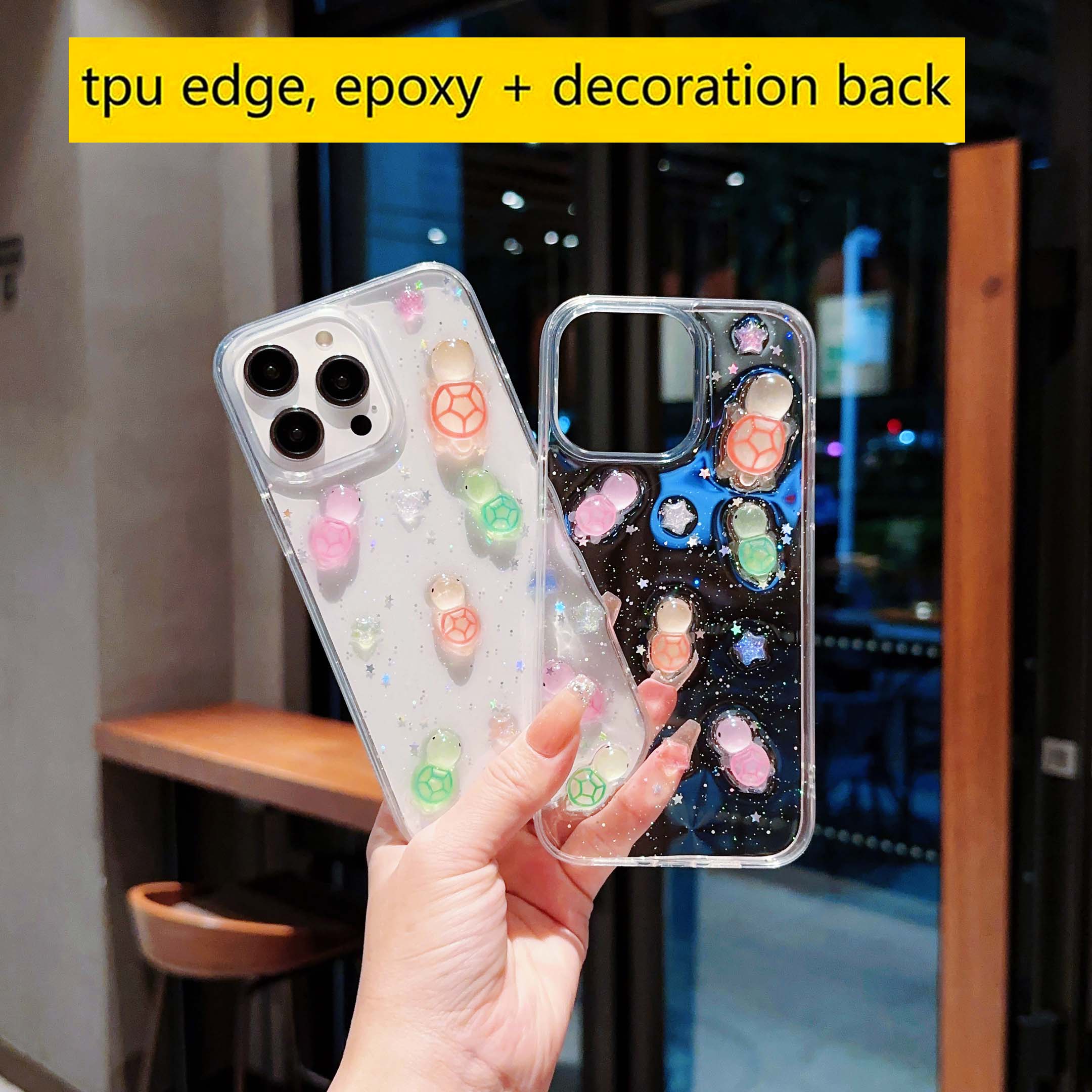 3D Epoxy Luminous Turtle Case For iPhone 16 15 14 13 12 11 Pro Max Plus Clear Soft TPU Cover Skin