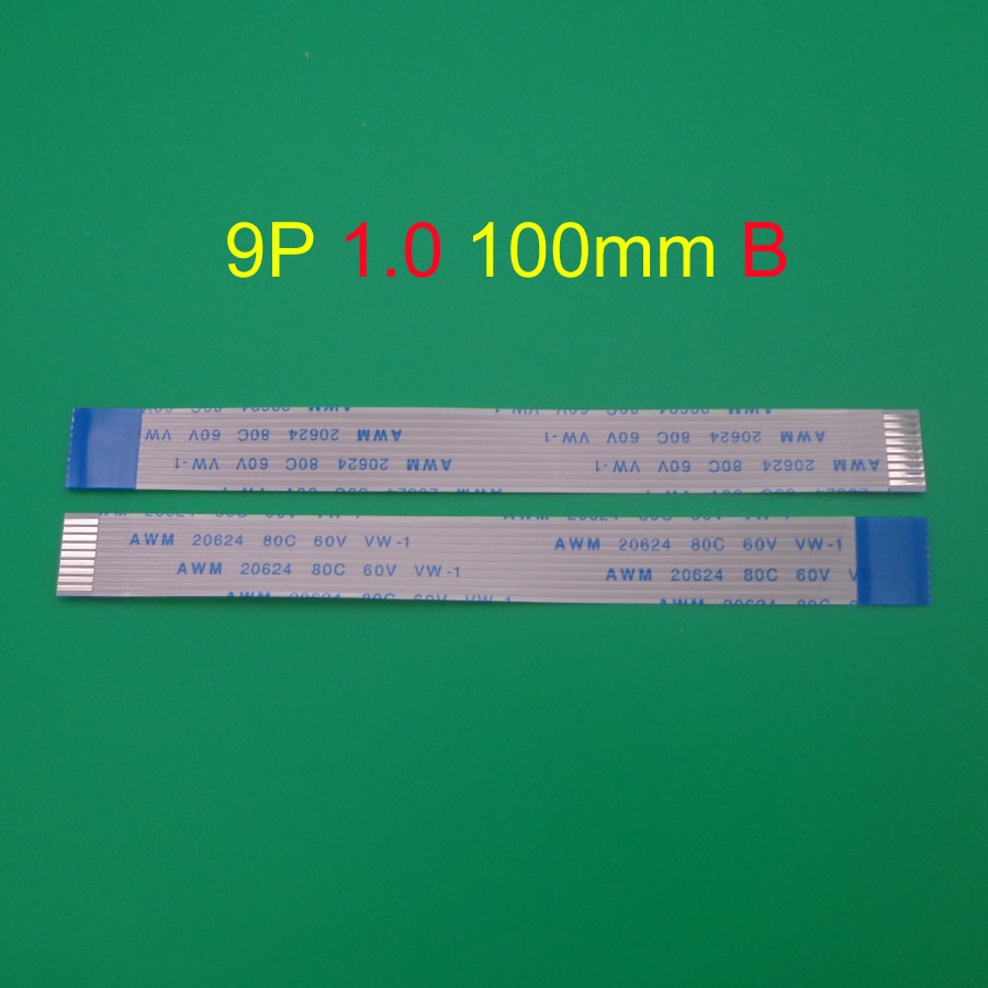 1pcs 9pin FFC FPC flat flexible cable 1.0mm pitch 9-pin B-type reverse length 100mm ribbon flexible cable AWM 20624 80C 60V VW-1