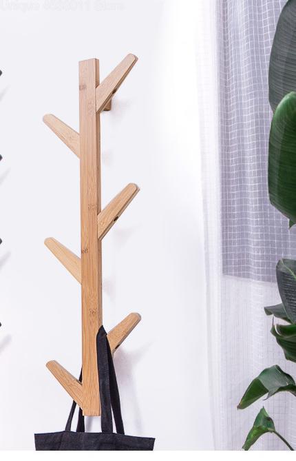 nordisk bambus vegg frakk stativ tre soverom henger lever rom vegghenger: 2 / 10 hengende