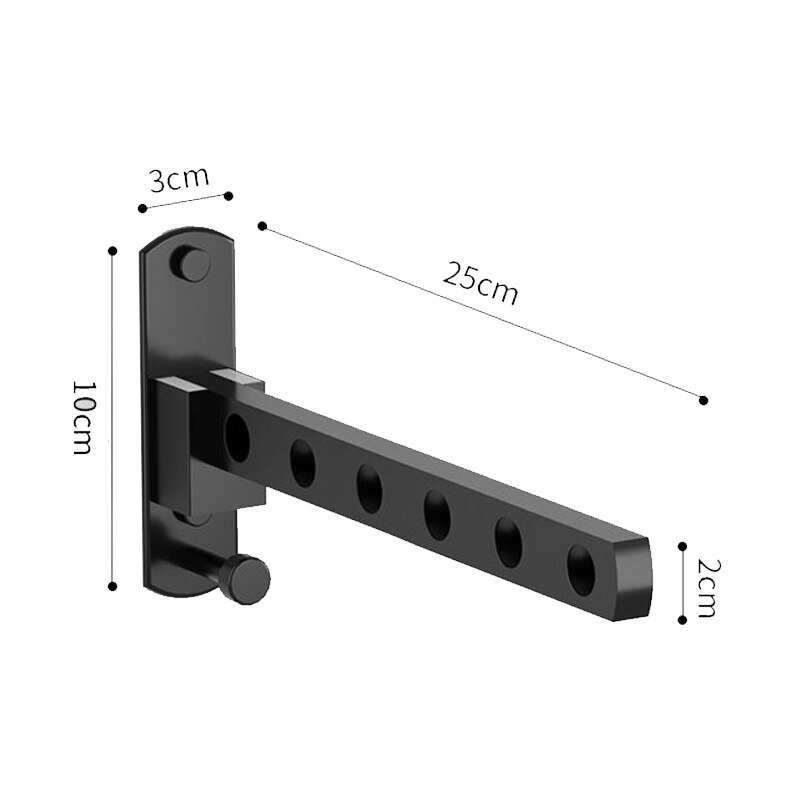 Colgador de ropa plegable, Perchero de secado montado en la pared, perchero móvil para balcón, armario, organización del ahorro de espacio para el hogar: Black 6 holes