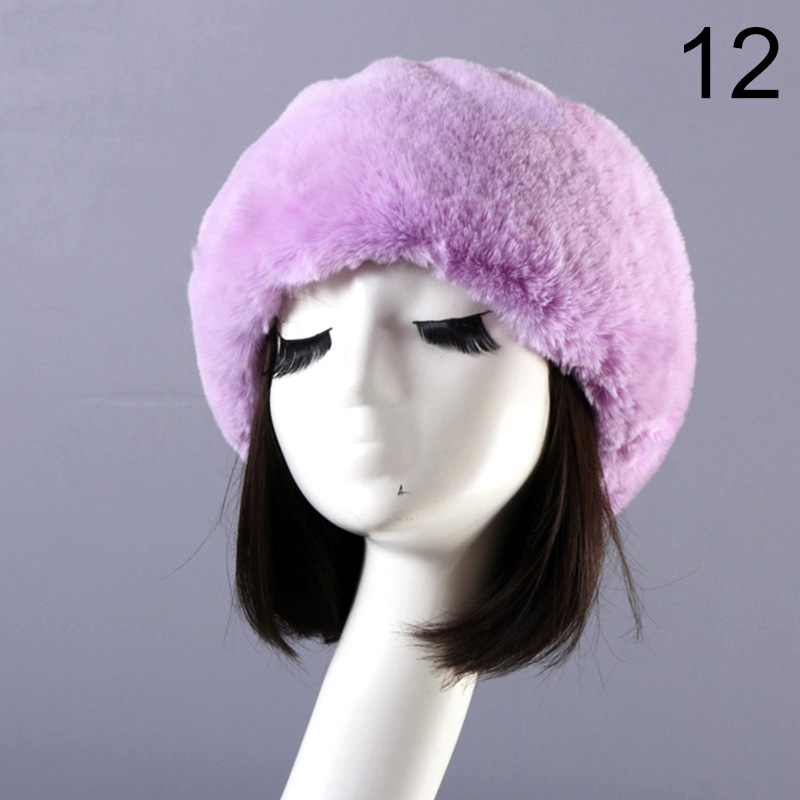 Winter Elastic Earmuffs Turban Thick Furry Hairband Fluffy Russian Faux Fur Women Fur Headband Hat Outdoor Earwarmer Ski Hats: 12