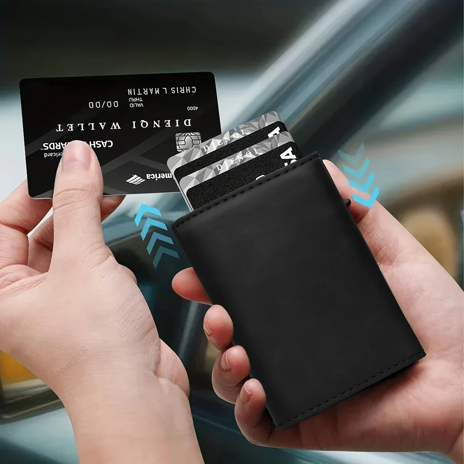 Portfel na karty kredytowe Rfid Męnarty portfel na karty bankowe Aluminiowa metalowa obudowa Smukła minimalistyczna portmonetka na monety Inteligentne portfele dla mężczyzn