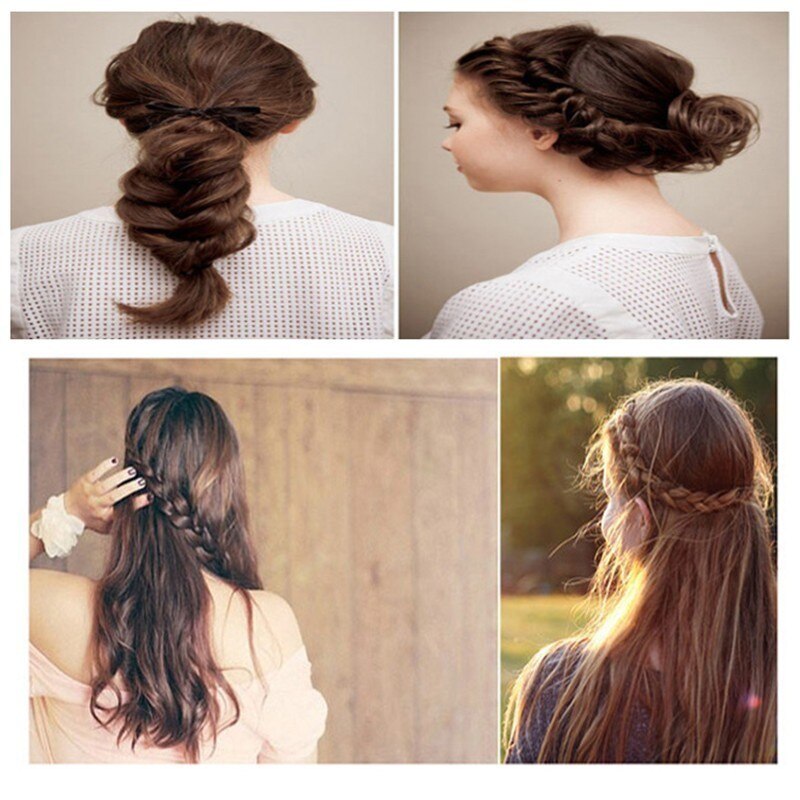 2pcs Magic Hair Braiding Twist Curler Styling Set DIY Styling Tool Kit Hairpin Holding Braiders Pull Hair Ponytail