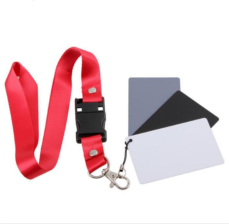 Camera Accessory Big Size(17*12cm) Digital White Black Grey Balance Cards 18% Gray Card with Neck Strap for Digital Photography