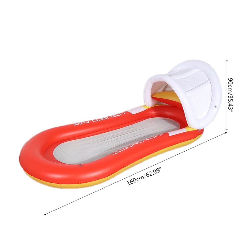 Summer Inflatable Detachable Awning Floating Bed Adult Foldable Water Reclining Chair Swimming Recliner Swim Pool Beach Toy