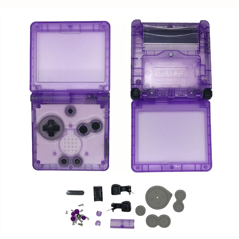 16 colors Housing Shell Case for GBASP Classic SFC Gray Shell with button, rubber pads, sticker replace for Gameboy Advance: Clear Purple