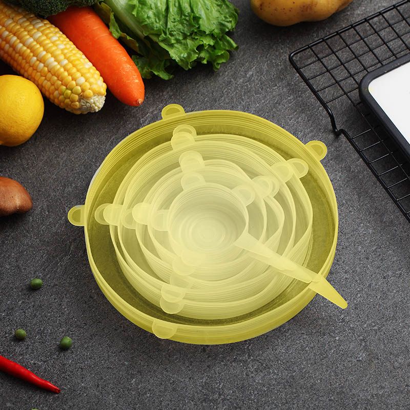 WORTHBUY, 6 uds./tapas universales de silicona para utensilios de cocina, juego de cuencos de comida, cubierta de silicona, olla, tapas para cocina elásticas reutilizables, accesorios