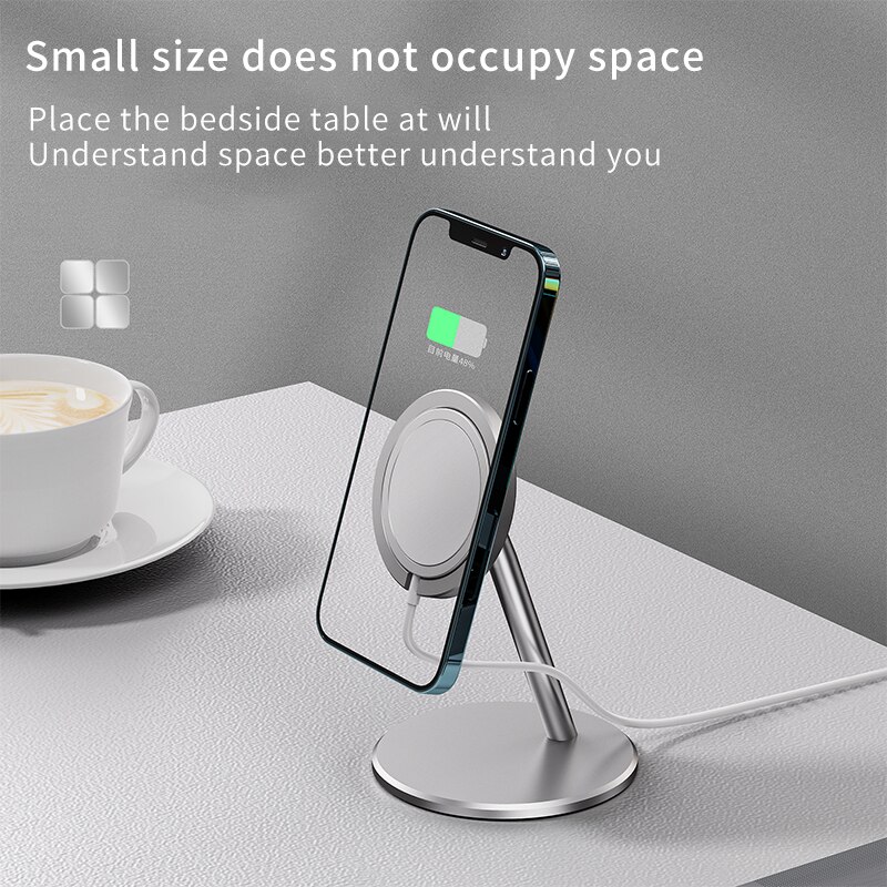 Magnetic Phone Stand Holder for iPhone 12 Series - Wireless Charging Desk Mount - 15W Fast Charging