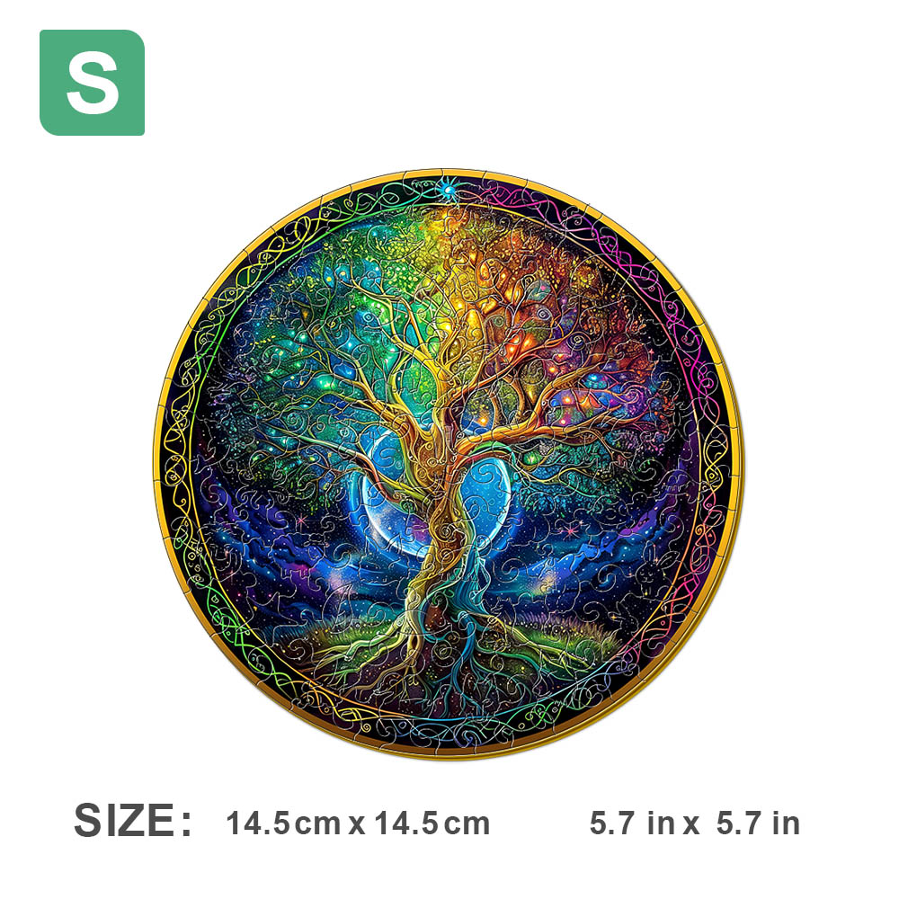 Holzpuzzle Baum des Lebens Geschenkbox Exquisites Unregelmäßiges Tierformpuzzle Weihnachten personalisiertes Senior einzigartiges Famil: green