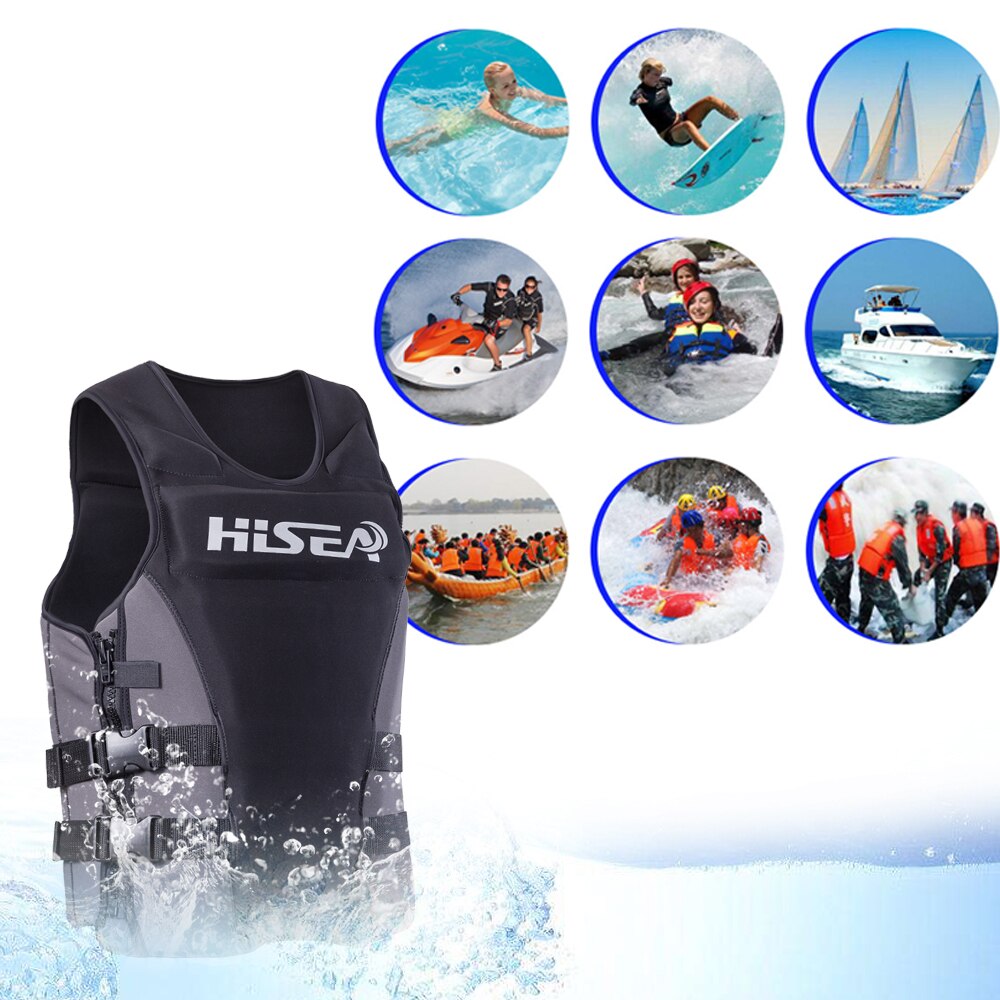 Hisea Neoprene Profession Life Vest Men Women Life Jacket Buoyancy Lifejacket Drifting Surfing Life Vest Swimming Floating Cloth