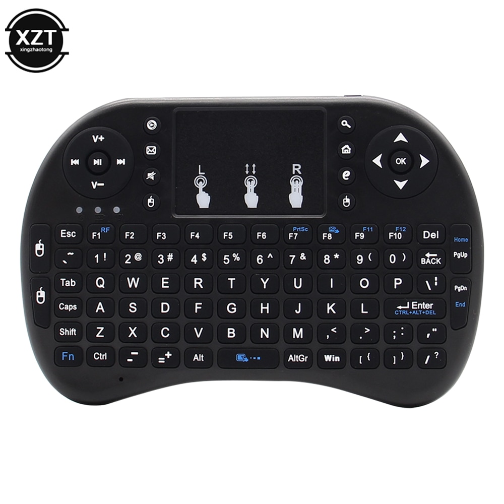 Miniteclado I8 retroiluminado, 2,4G, con Control remoto, inglés, ruso, Air Mouse, inalámbrico, para ordenador portátil, TV BOX, Touchpad, USB